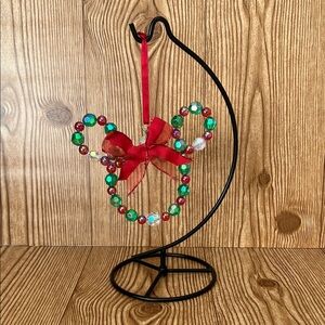 EUC Disney Christmas Mickey Mouse Iridescent Beaded Silhouette Ornament